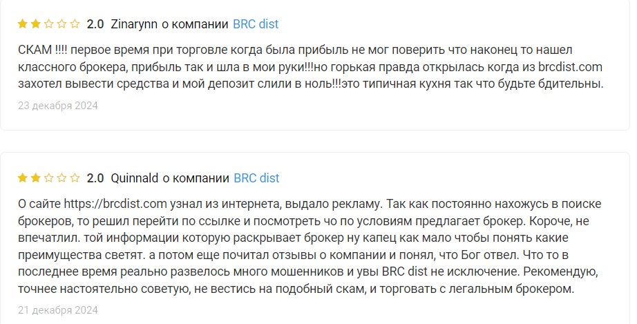 BRCdist – жулики, которые пытаются внедриться в доверие трейдеров